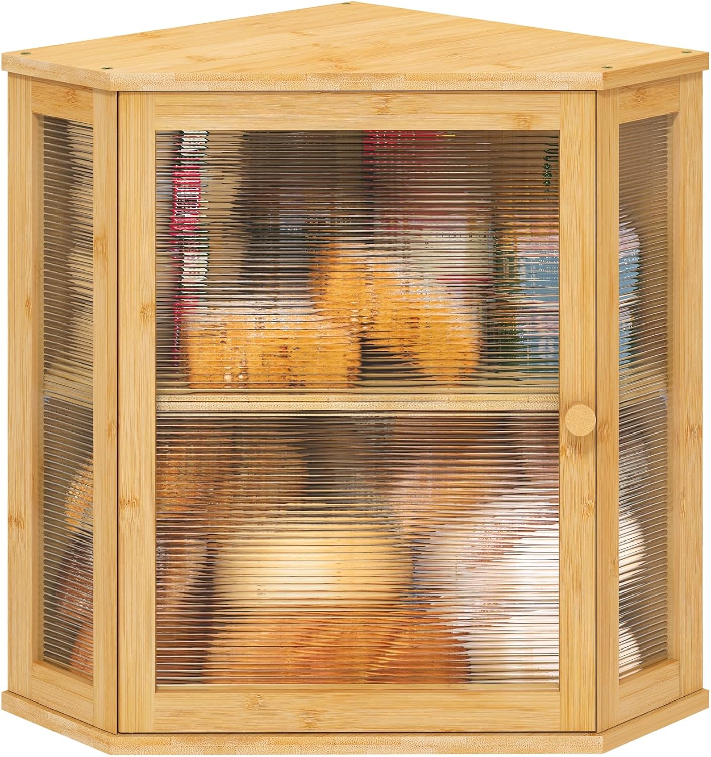 Viewcare Corner Bread Box for Kitchen Counter, Bamboo (Natural, Extra Large)