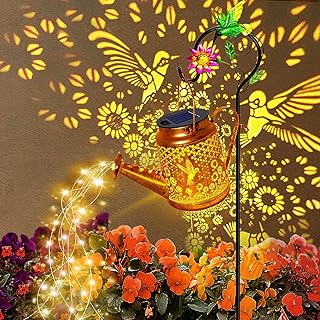 Solar Hummingbird Watering Can Lantern Gift for Mom