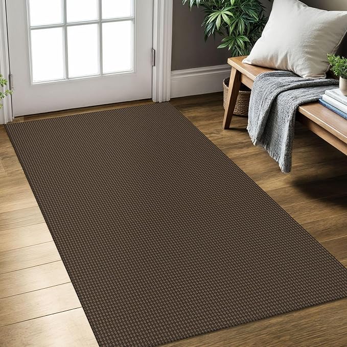KOZYFLY Boho Rugs for Entryway 3x5 ft Washable Front Door Area Rug Indoor Rubber Backed Kitchen Area Rug Brown Front Porch Mat Cotton Floor Carpet for Entryway Bathroom Living Room Kitchen