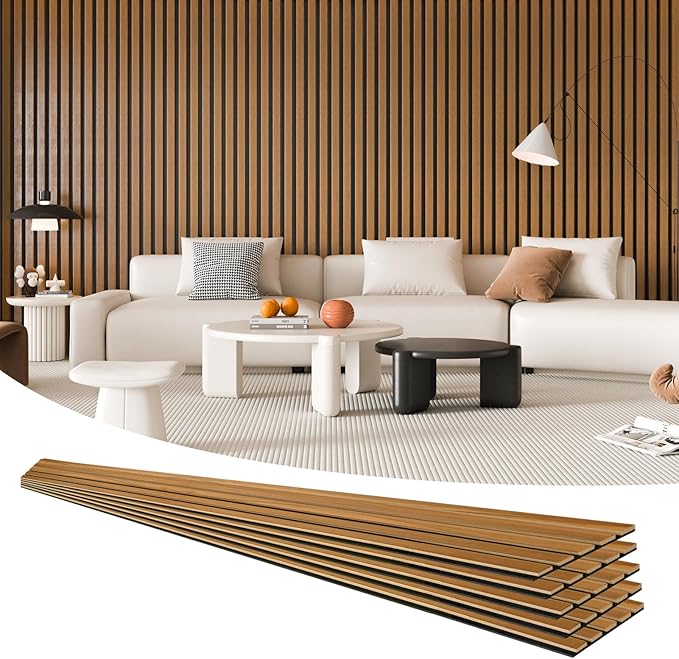 Art3d 4-Pack Acoustic Wood Slat Wall Panels - Walnut