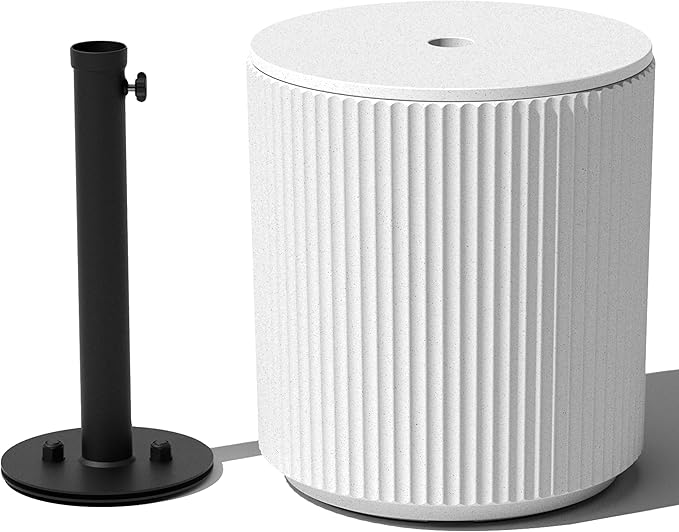 Veradek Umbrella Side Table - Outdoor Patio Table with Umbrella Hole for Porch/Patio | Durable Plastic-Concrete Material & Easy Assembly | Modern Coffee, Picnic or Poolside Table