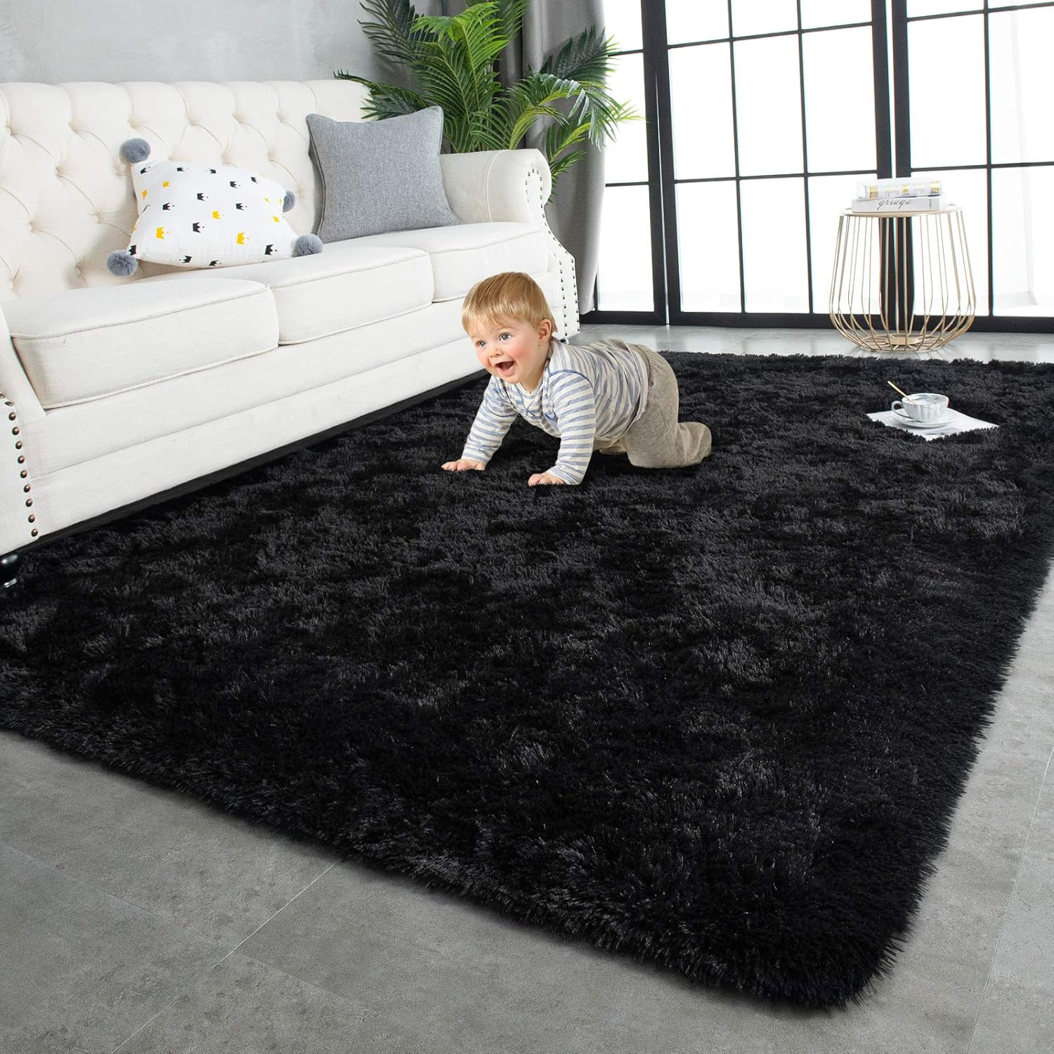 TWINNIS Super Soft Shaggy Rugs Fluffy Carpets, 4x5.9 Feet