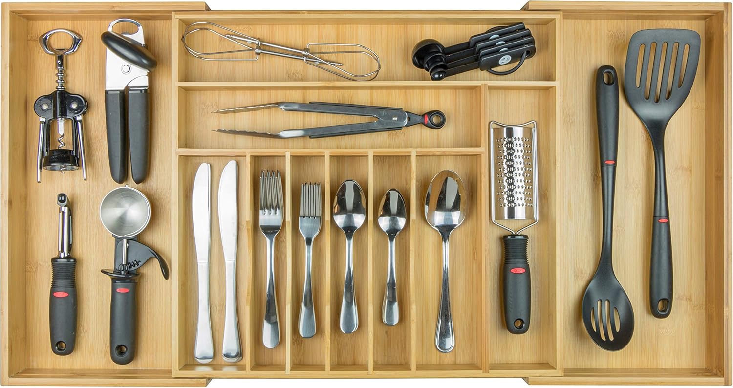 KitchenEdge Premium Silverware, Flatware and Utensil Organizer for Kitchen Drawers