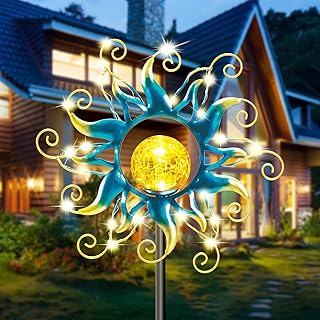 Kacux Solar Lights Blue Crackle Glass for Garden Decor
