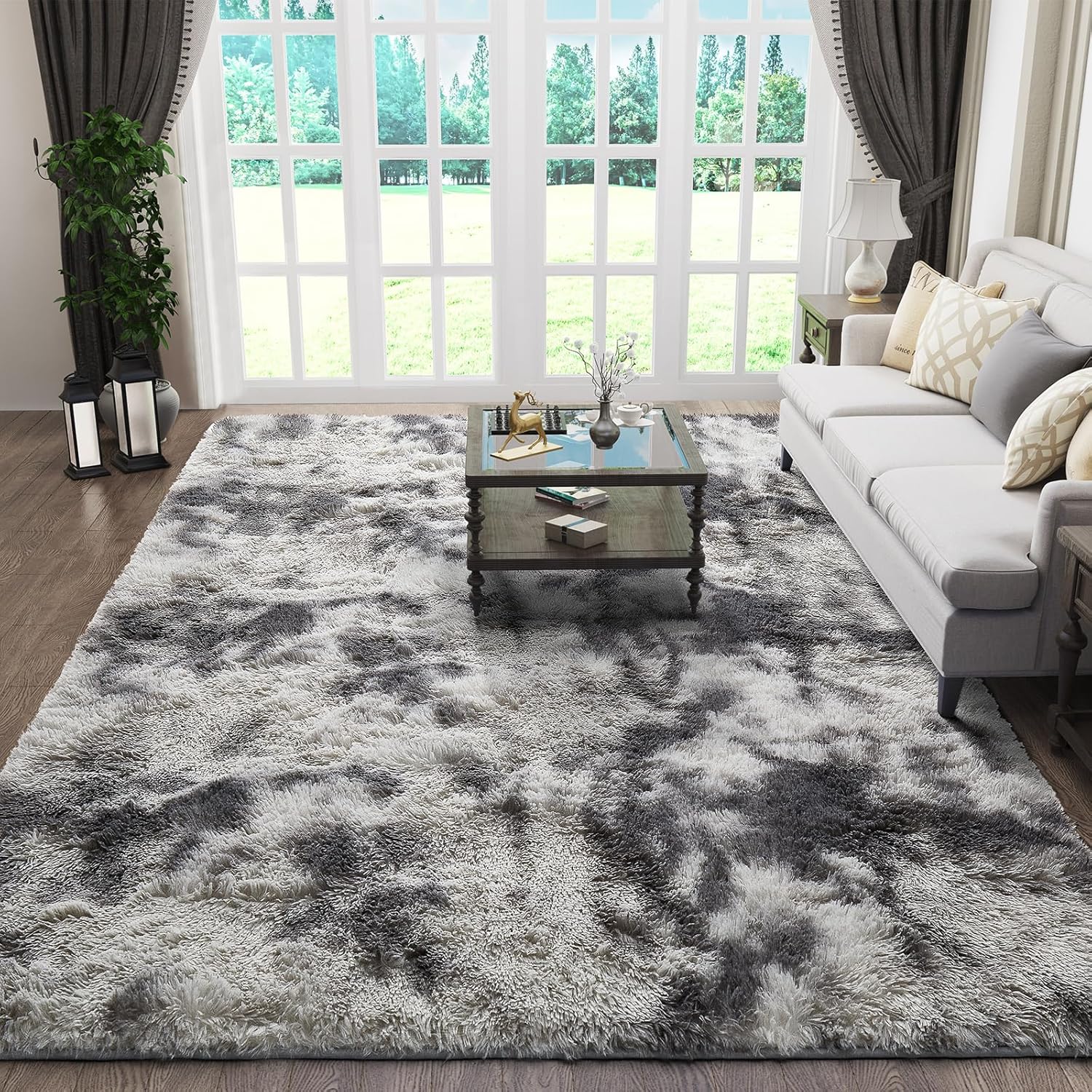 
Ophanie Grey and White Area Rugs for Living Room 5x7