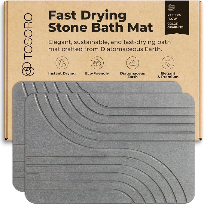 Stone Bath Mat - Graphite, 2pcs