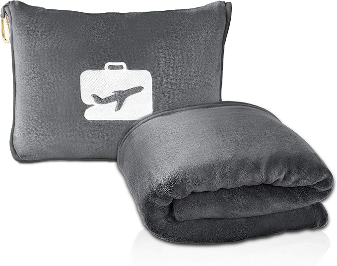 EverSnug Travel Blanket and Pillow (Grey)
