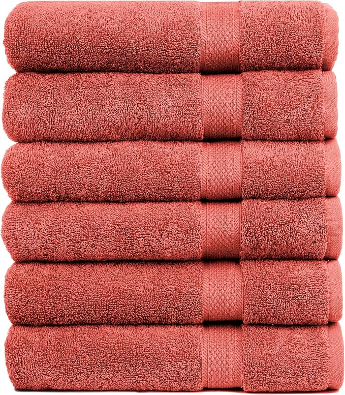 Pleasant Home Bath Towels Set of 6 (24” x 50”) 100% Cotton, 515 GSM | Lightweight, Soft & Absorbent Luxury Towels for Bathroom | for Gym, Pool & Spa | 6 Pack, Navy