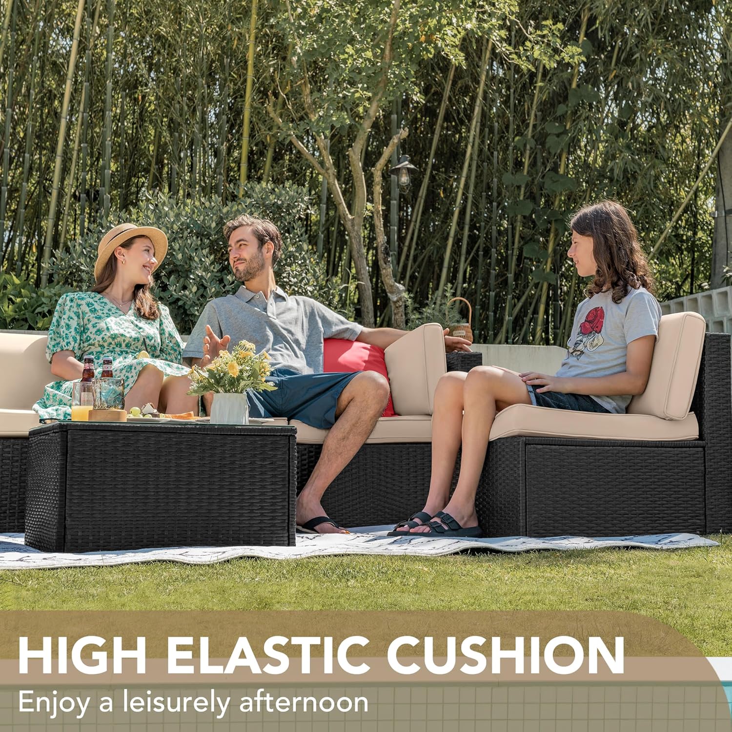 7 Pieces Outdoor Sectional Sofa Patio