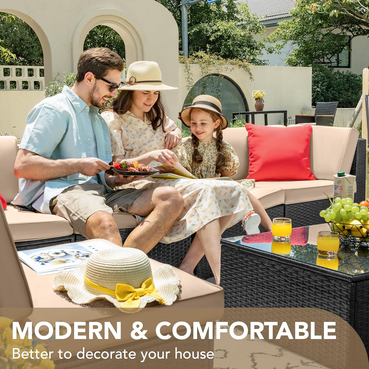 7 Pieces Outdoor Sectional Sofa Patio