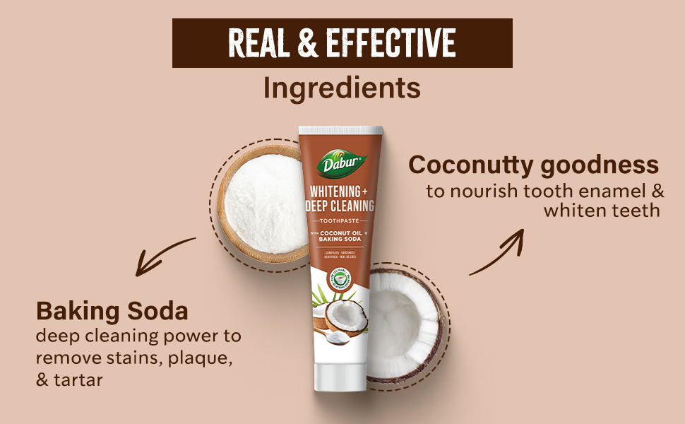 Dabur Organic Coconut Oil - Baking Soda Toothpaste | 100 ml