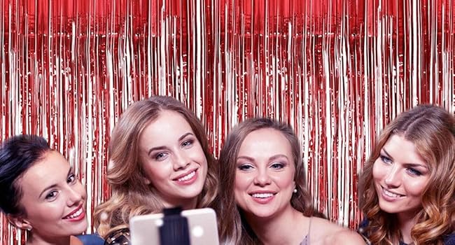 Red foil curtain for decoration