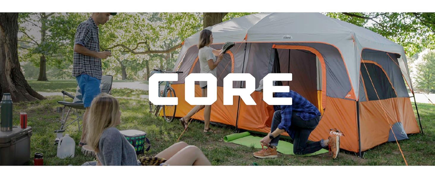 CORE 10 Person Tent | Large Multi Room Tent for Family with Storage Pockets for Camping Accessories