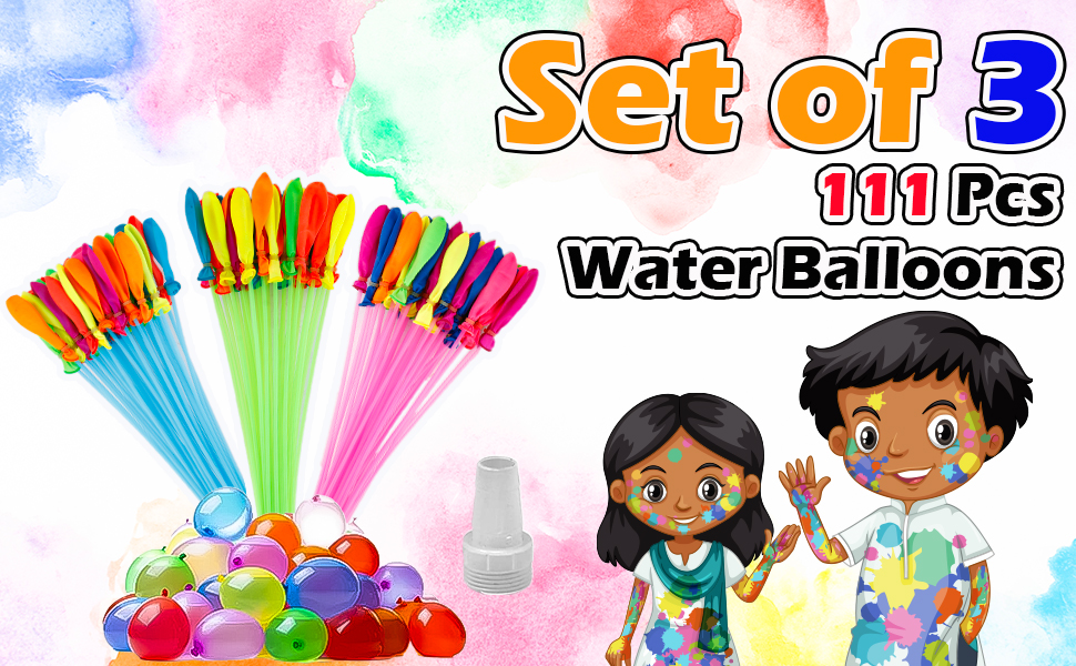 Water balloons set of 3 111pcs magic balloons fill and tie water tap 