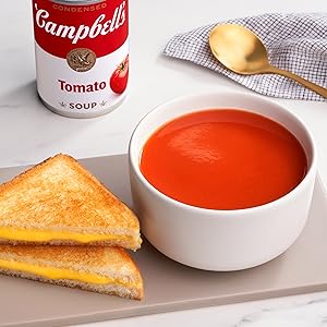 Campbell's condensed soup, condensed soup, canned soup, tomatosoup, canned soup