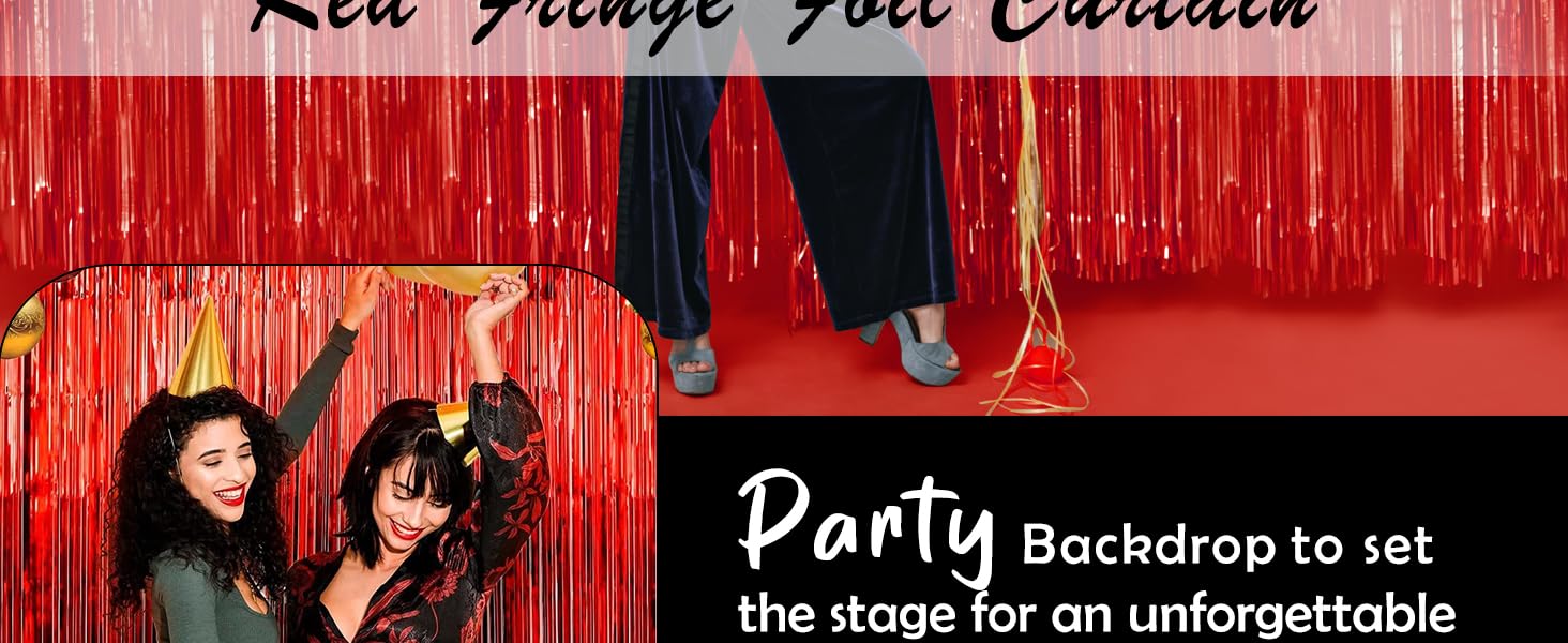 Red foil curtain for decoration