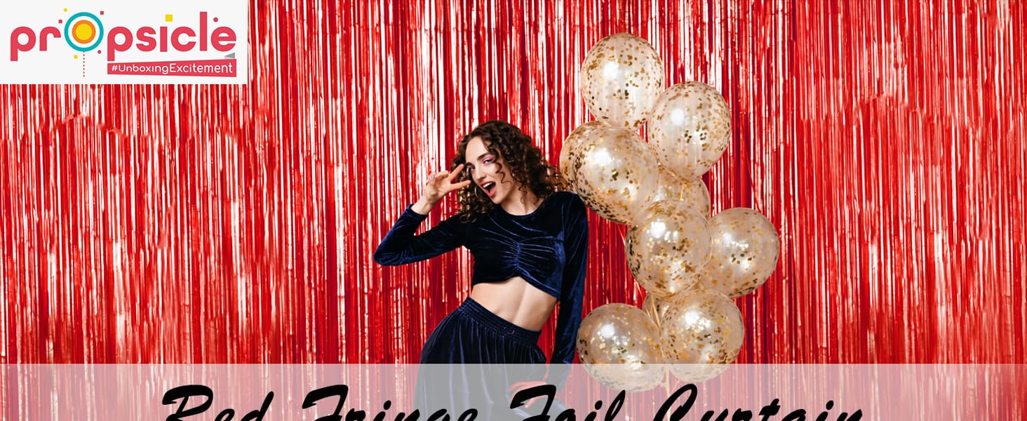 Red foil curtain for birthday decoration