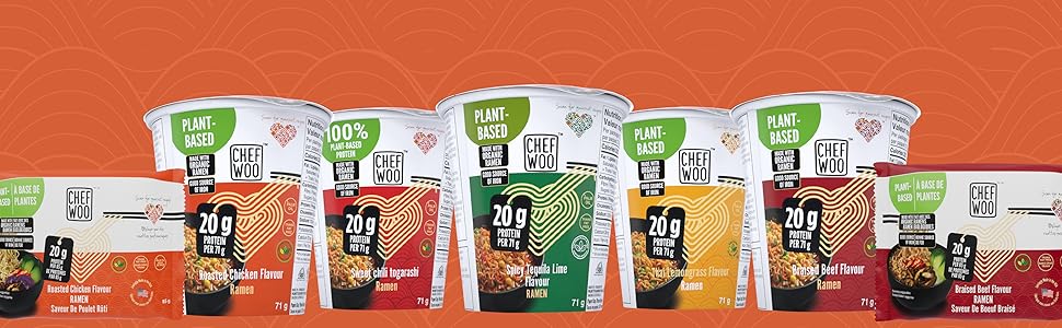Chef Woo ramen, Healthy, top ramen, vegan ramen, vegetarian, halal, protein, kosher, plant based